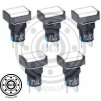 BOTON PULSADOR RECTANGULAR BLANCO DE 16MM SALIENTE MOMENTANEO CON LED P/24 VCA/DC 2NC Y 2NA