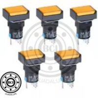 BOTON PULSADOR RECTANGULAR AMBAR DE 16MM SALIENTE MOMENTANEO CON LED P/24 VCA/DC 2NC Y 2NA