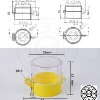 CUBIERTA PROTECTOR GUARDA AMARILLO Y TRANSPARENTE 55X55 PARA BOTON 22MM