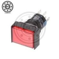 BOTON 16MM PULSADOR RECTANGULAR ROJO SALIENTE MOMENTANEO CON LED P/24 VCA/DC 2NC Y 2NA