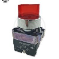 SELECTOR 2 POSICIONES MANTENIDO ROJO ILUMINADO 22 MM MANETA CORTA C/BASE S/LED