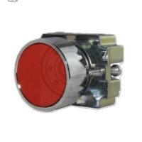 BOTON 22MM ROJO RASANTE PULSADOR MOMENTANEO CON BASE