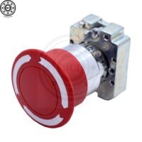BOTON 22MM TIPO HONGO ROJO MANTENIDO (GIRAR P/DESENCLAVAR)  CON BASE