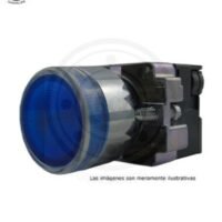 BOTON 22MM AZUL RASANTE MOMENTANEO ILUMINADO  S/LED C/BASE