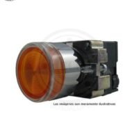 BOTON 22MM AMBAR RASANTE MOMENTANEO ILUMINADO S/LED C/BASE
