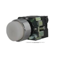 BOTON 22MM BLANCO SALIENTE MOMENTANEO ILUMINADO S/LED C/BASE