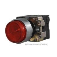 BOTON 22MM ROJO SALIENTE MOMENTANEO ILUMINADO S/LED C/BASE
