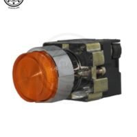 BOTON 22MM AMBAR SALIENTE MOMENTANEO ILUMINADO S/LED C/BASE