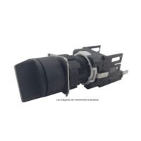 SELECTOR 16MM 3 POSICIONES MANTENIDO NEGRO MANETA CORTA C/BASE Y 2 CONTACTOS N.O.