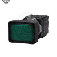 BOTON 16MM VERDE RASANTE MOMENTANEO RECTANGULAR  C/BASE Y 1 CONTACTO N.O.