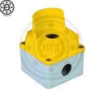 BOTONERA DE ALUMINIO 1 ORIFICIO 22MM CON GUARDA AMARILLA  80X80X73 IP67