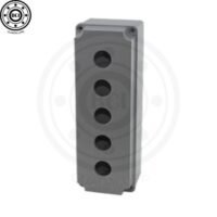BOTONERA DE ALUMINIO 5 ORIFICIOS 22MM GRIS 80X230X73MM